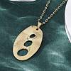 Hollow Textured Oval 304 Stainless Steel Pendant Necklaces NJEW-M096-24G-5