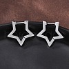 Non-Tarnish 304 Stainless Steel Star Huggie Hoop Earrings X-STAS-H156-05P-4