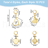 40Pcs 4 Styles 304 Stainless Steel European Dangle Charms PALLOY-UN00005-3