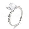 Mother's Day Rings Rectangle Rack Plating Brass Micro Pave Cubic Zirconia Solitaire Ring RJEW-Z059-10P-03-1
