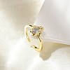 Mother's Day Rings Clear Cubic Zirconia Open Cuff Rings RJEW-A061-03G-4