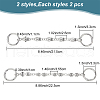 WADORN 4Pcs 2 Style Hip-hop Style Stainless Steel Skull  Link Shoe Chains FIND-WR0007-61-2