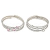Rack Plating Brass Pave Clear Cubic Zirconia Open Cuff Wrap Bangles BJEW-B110-01P-1