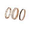 3Pcs Hollow Out 304 Stainless Steel Micro Pave Clear Cubic Zirconia with Enamel Finger Rings FS-WGFDE09-03-2