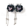 Handmade Polymer Clay Rhinestone Tassel Dangle Beads CLAY-H003-01P-02-1