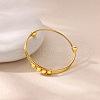 Adjustable Brass Round Beads Cuff Bangles for Women BJEW-U033-01G-1