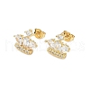 Brass Micro Pave Cubic Zirconia Stud Earrings EJEW-D323-05G-4