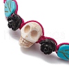 Adjustable Synthetic Dyed Turquoise & Magnesite Braided Bead Bracelets BJEW-JB10603-02-3