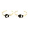 Natural Obsidian Horse Eye Beaded Cuff Bangle G-D458-01G-08-RS-1
