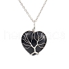 Natural Obsidian Heart Pendant Necklaces PW-WG58330-09-1