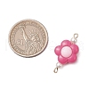 Two Tone Opaque Acrylic & Glass Pearl Flower Connector Charms PALLOY-JF03484-01-2