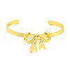 Bowknot Rack Plating Brass Open Cuff Bangles for Women BJEW-P322-06C-G-2