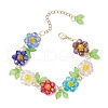 Glass Flower Link Bracelets BJEW-MZ00173-2