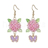 304 Stainless Steel Flower with Butterfly Dangle Earrings EJEW-MZ00455-05-2