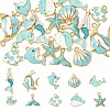 20Pcs 10 Styles Sea Animal Alloy Enamel Pendants ENAM-YW0004-36-1