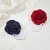 SUPERFINDINGS 2Pcs 2 Colors Cloth Flower Brooch JEWB-FH0001-61B-4