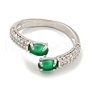 Oval Rack Plating Brass Micro Pave Cubic Zirconia Cuff Rings for Women RJEW-F162-06P-02-2