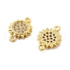Brass Micro Pave Clear Cubic Zirconia Connector Charms KK-P304-01G-2