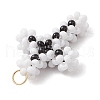 Beaded Cross Charms PALLOY-GD00002-02-4