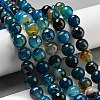 Faceted Natural Banded Agate Beads Strands G-F447-12mm-O08-1
