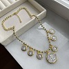 Religion Flat Round with Saint Benedict Pattern Brass Pendant Necklaces for Women FS-WG05AEE-01-3