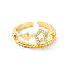 Clear Cubic Zirconia Hollow Out Star Open Cuff Ring RJEW-H127-33G-2