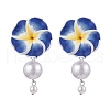 Polymer Clay 3D Plumeria Dangle Stud Earrings EJEW-JE06417-4