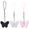 Gorgecraft 6Pcs 3 Colors Butterfly Acrylic Mobile Straps AJEW-GF0009-11-1