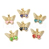 Butterfly Brass Micro Pave Cubic Zirconia Pendants KK-K385-048G-1