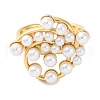 Rack Plating Flower Brass ABS Imitation Pearl Open Cuff Rings for Women RJEW-S242-08G-2