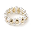 Shell Pearl & Non-magnetic Synthetic Hematite & Brass Beaded Finger Rings RJEW-JR00678-1