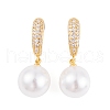 Rack Plating Brass Clear Cubic Zirconia ABS Pearl Earrings EJEW-S219-15G-01-1