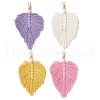 Leaf Handmade Macrame Cotton Threads Pendant Decorations HJEW-JM02617-1