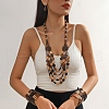 Wood Beaded Multilayer Necklaces & Beaded Bracelets & Dangle Earrings Sets WG7BAAE-02-2