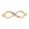 Brass Micro Pave Colorful Cubic Zirconia Infinity Connector Charms KK-Q028-65G-1