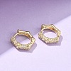 Pentagon Brass Micro Pave Clear Cubic Zirconia Hoop Earrings EJEW-Z102-04G-3