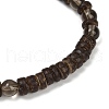 Natural Coconut Rondelle Beads Stretch Bracelets for Men BJEW-JB11635-02-4