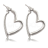 Brass Heart Dangle Stud Earrings with 925 Sterling Silver Pins for Women JE1091B-1