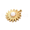 304 Stainless Steel Pave Natural Shell Sun Charms STAS-I331-31G-2