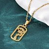 Rectangle with Eye 304 Stainless Steel Pendant Necklaces NJEW-H059-19G-3