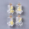 Bear Paw Transparent Glass Pendants GLAA-S181-10G-1