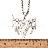Punk Style 304 Stainless Steel Laser Cut Cattle Head Pendant Box Chain Necklaces for Women Men NJEW-E156-04P-5