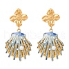304 Stainless Steel Shell Shape Dangle Stud Earrings EJEW-C149-01G-2