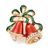 Christmas Theme Golden Zinc Alloy with Rhinestone Brooches JEWB-B018-01G-08-1