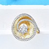 Brass Micro Pave Clear Cubic Zirconia Cuff Rings for Women RJEW-G347-05G-2