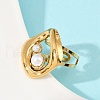 304 Stainless Steel with Plastic Pearl Adjustable Cuff Rings RJEW-Z093-02G-2