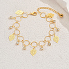 Classic Middle Eastern Style Brass Pave Crystal Rhinestone Leaf Shape Tassel Anklets for Women AS9149-4