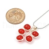 Leaf Copper Wire Wrapped Dyed Red Natural Malaysia Jade Beaded Pendant Necklaces NJEW-JN05218-02-3