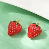 Brass Enamel Stud Earrings EJEW-F895-24B-G-3