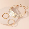 Chunky Alloy Choker Necklace & Hoop Earring FS-WG64904-03-2